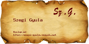 Szegi Gyula névjegykártya